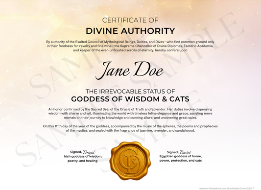 Goddess of Wisdom & Cats - Golden