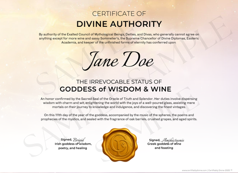 Goddess of Wisdom & Wine - Golden